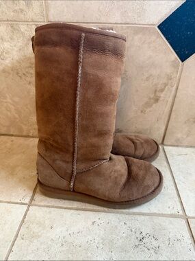 Ugg Classic Brown Suede Winter Boots - Cozy Women's Pull-On Boots